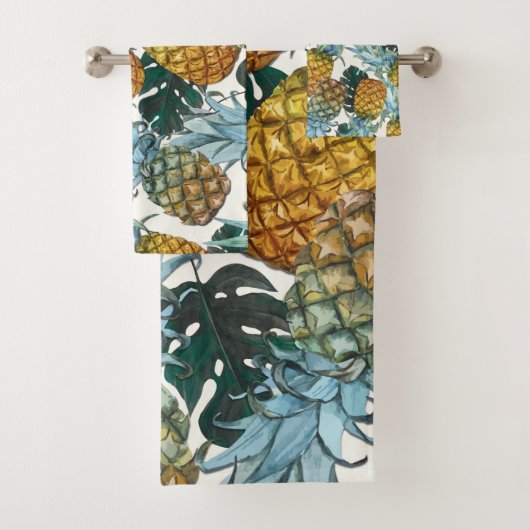 Tropische Ananas & Blätter Exotische Insel Badhandtuch Set (Insitu)