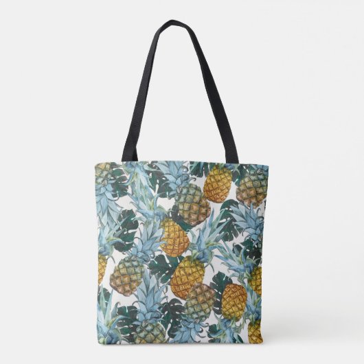 Tropische Ananas & Blätter Exotische Insel Tasche (Rückseite)