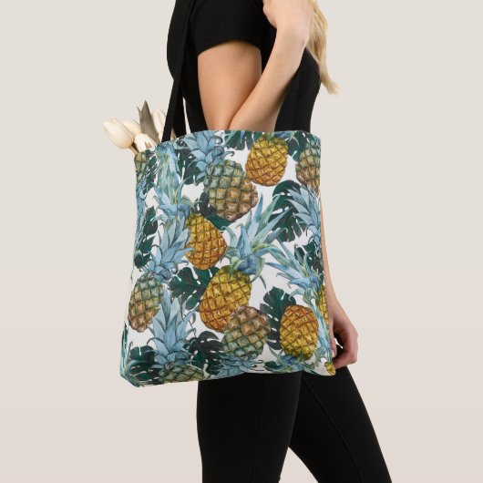 Tropische Ananas & Blätter Exotische Insel Tasche (Von Nahem)