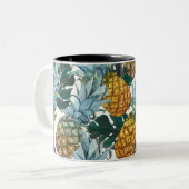 Tropische Ananas & Blätter Exotische Insel Zweifarbige Tasse (Vorderseite Links)