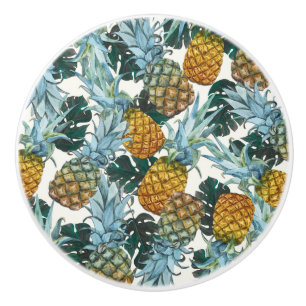 Tropische Ananas & Blätter exotischer Insel-Dschun Keramikknauf