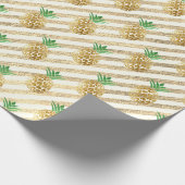 Tropische Ananas-Blätter, grüne goldene Streifen,  Geschenkpapier (Ecke)