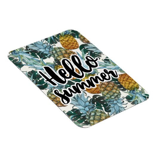 Tropische Ananas & Blätter Hallo Sommer Magnet (Rechte Seite)