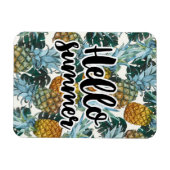 Tropische Ananas & Blätter Hallo Sommer Magnet (Horizontal)