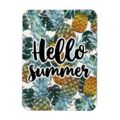 Tropische Ananas & Blätter Hallo Sommer Magnet (Vertikal)