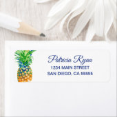 Tropische Ananas Blaue Typografie Rücksendeadresse (Insitu)