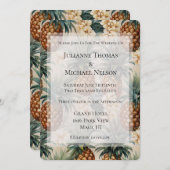 Tropische Ananas Bloral Romantische Hochzeit Einladung (Vorne/Hinten)
