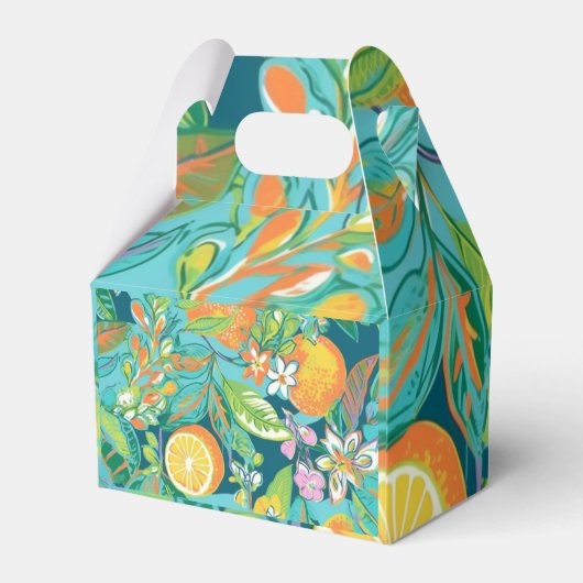 Tropische Ananas Blue Favor Box Geschenkschachtel (Rückseite)