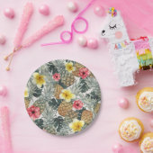 Tropische Ananas Blumenbeete Blätter Exotisches Pa Pappteller (Party)