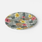 Tropische Ananas Blumenbeete Blätter Exotisches Pa Pappteller (Schrägansicht)