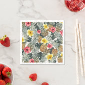 Tropische Ananas Blumenbeete Blätter Exotisches Pa Serviette (Beispiel)
