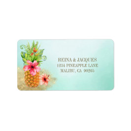 Tropische Ananas Blumenstrauß-Rücksendeadresse Adressaufkleber