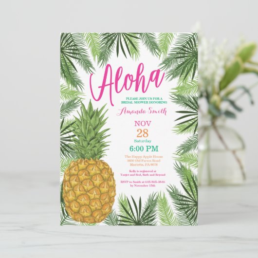 Tropische Ananas Brautdusche Einladung (Stehend Vorderseite)