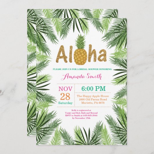 Tropische Ananas Brautdusche Einladung (Vorne/Hinten)