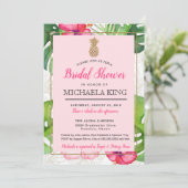 Tropische Ananas Brautdusche Einladung, Pinks Einladung (Stehend Vorderseite)