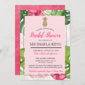 Tropische Ananas Brautdusche Einladung, Pinks Einladung (Vorne/Hinten)