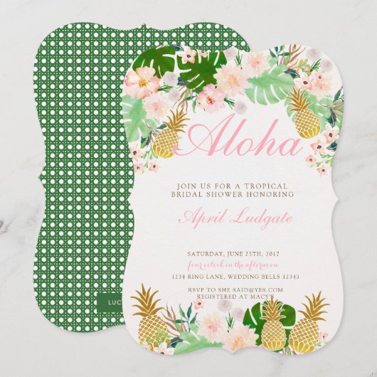 Tropische Ananas-Brautparty-Einladung Einladung (Vorne/Hinten)