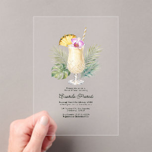 Tropische Ananas-Cocktail-Küsten-Brautparty Acryleinladungen