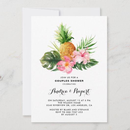 Tropische Ananas Dusche Einladung (Vorderseite)