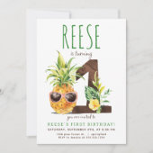 Tropische Ananas Einladung zum ersten Geburtstag (Vorderseite)