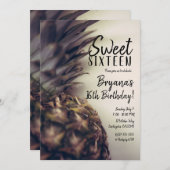 Tropische Ananas Elegant Beach Sweet 16 Party Einladung (Vorne/Hinten)