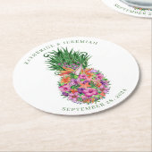 Tropische Ananas Elegante Hochzeit Runder Pappuntersetzer (Angewinkelt)