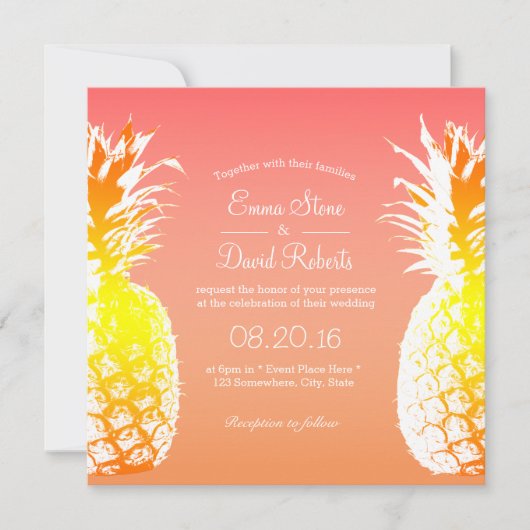 Tropische Ananas Elegante Hochzeiten Einladung (Vorderseite)