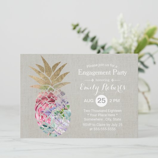 Tropische Ananas-Engagement-Partei Einladung (Stehend Vorderseite)