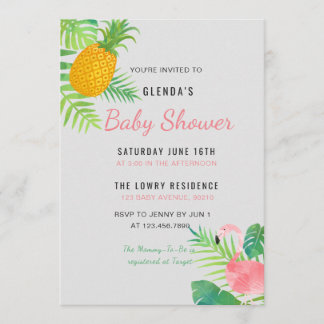 Tropische Ananas Flamingo Baby Dusche Einladung
