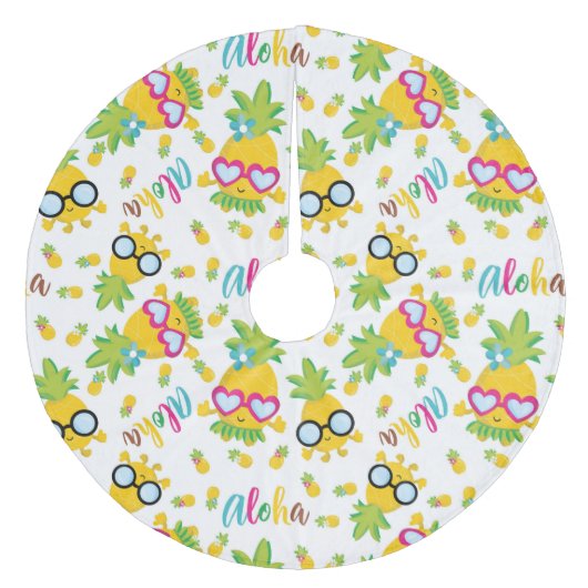 Tropische Ananas Fleece Weihnachtsbaumdecke (Vorderseite)