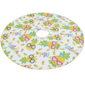 Tropische Ananas Fleece Weihnachtsbaumdecke (Schrägansicht)