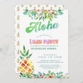 Tropische Ananas, Floral Luau, 30. Geburtstag Einladung (Vorne/Hinten)