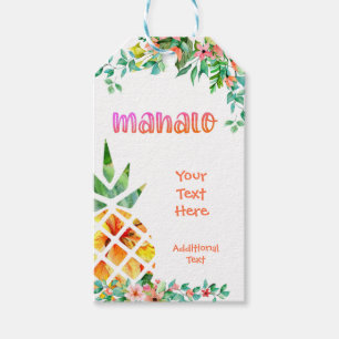 Tropische Ananas, floral MAHALO Vielen Dank Geschenkanhänger