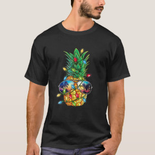 Tropische Ananas Frohe Weihnachtsleuchten Baum Mer T-Shirt