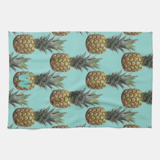 Tropische Ananas Fruit Monogram Küchentuch (Horizontal)