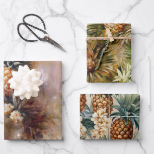 Tropische Ananas funkelnde Brautparty Geschenkpapier Set