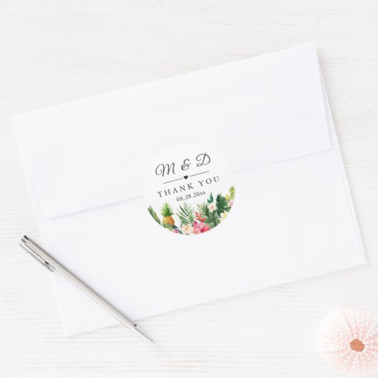 Tropische Ananas Gastgeschenk Hochzeit Runder Aufkleber (Umschlag)