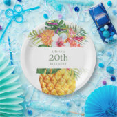 Tropische Ananas-Geburtstagspolette Pappteller (Party)