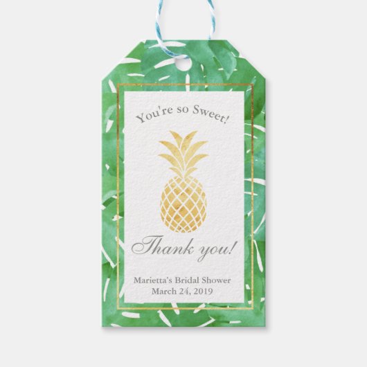 Tropische Ananas-Gold-Liebesmarken Geschenkanhänger (Vorderseite)