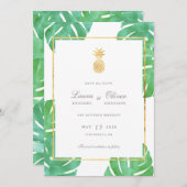 Tropische Ananas Gold retten die Datumskarten Save The Date (Vorne/Hinten)