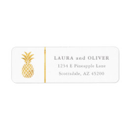 Tropische Ananas-Gold-Rücksendeadressen-Aufkleber