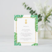 Tropische Ananas Gold Wedding Insert Cards (Stehend Vorderseite)