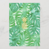 Tropische Ananas Gold Wedding Menu Menükarte (Rückseite)