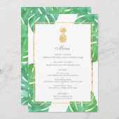 Tropische Ananas Gold Wedding Menu Menükarte (Vorne/Hinten)