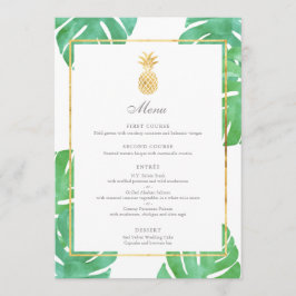 Tropische Ananas Gold Wedding Menu Menükarte