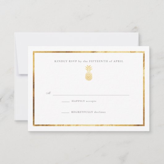 Tropische Ananas Gold Wedding RSP RSVP Karte (Vorderseite)