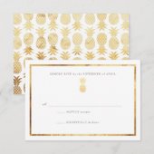 Tropische Ananas Gold Wedding RSP RSVP Karte (Vorne/Hinten)