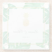 Tropische Ananas-Goldhochzeit Glasuntersetzer (Rückseite)