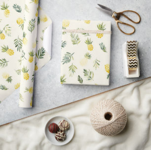 Tropische Ananas Grüne Blätter Geburtstag Geschenkpapier