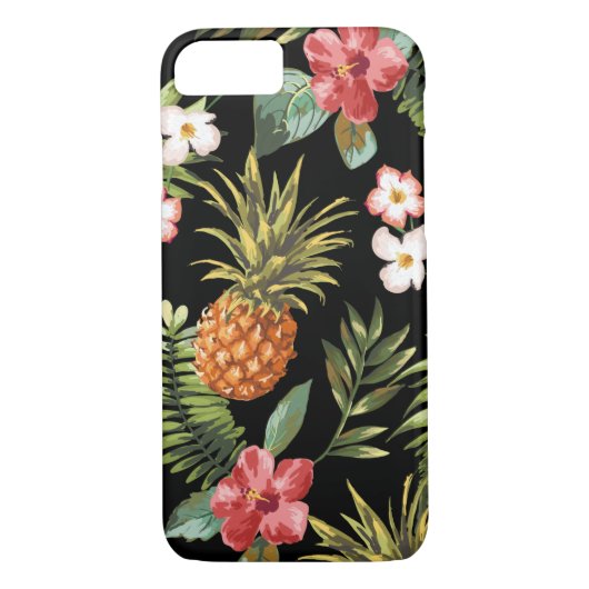 Tropische Ananas-Hibiskus-Blume iPhone Cover (Rückseite)